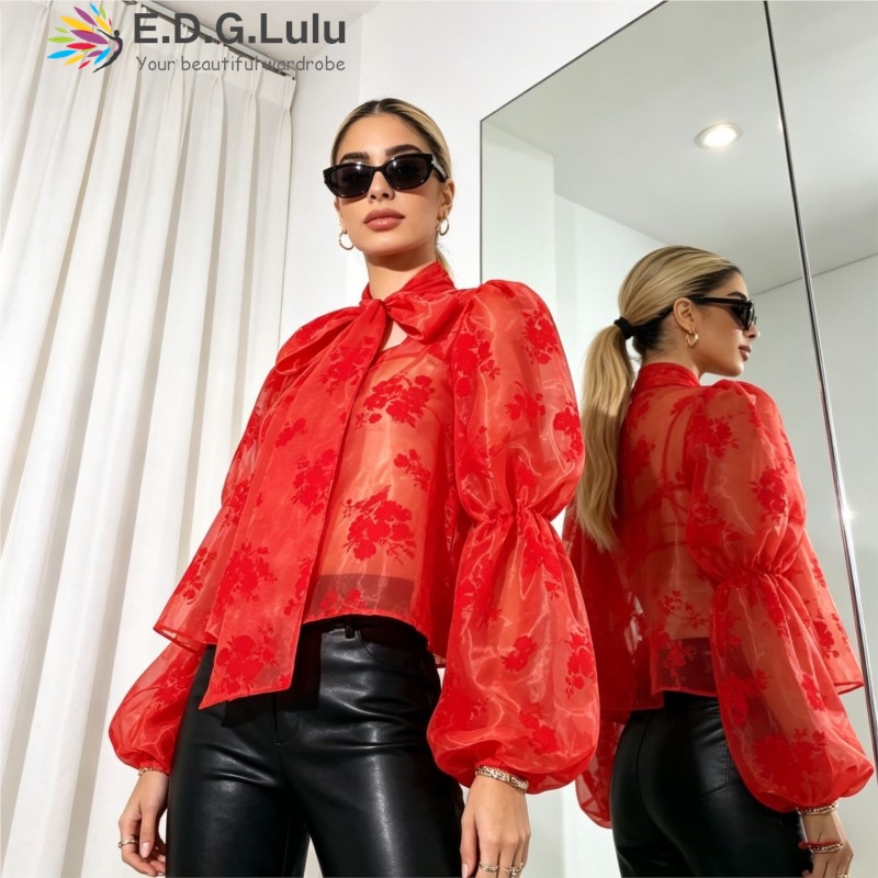 Embroidery Topi - EDGLuLu Sweet French See Through Online