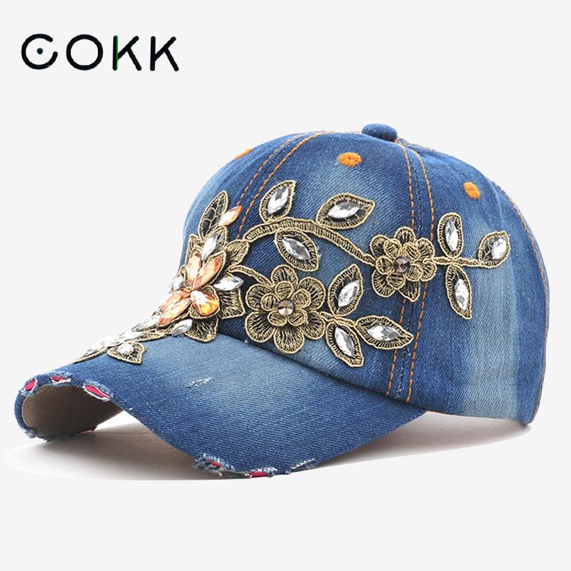 Embroidery Jeans Sakura - COKK casquette de Baseball femme diamant