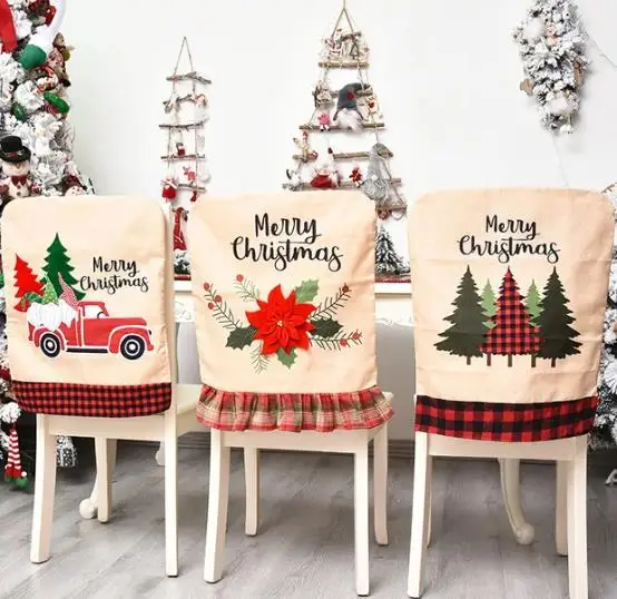 Embroidery Xmas Tree - Juste de Chaise de Noël en