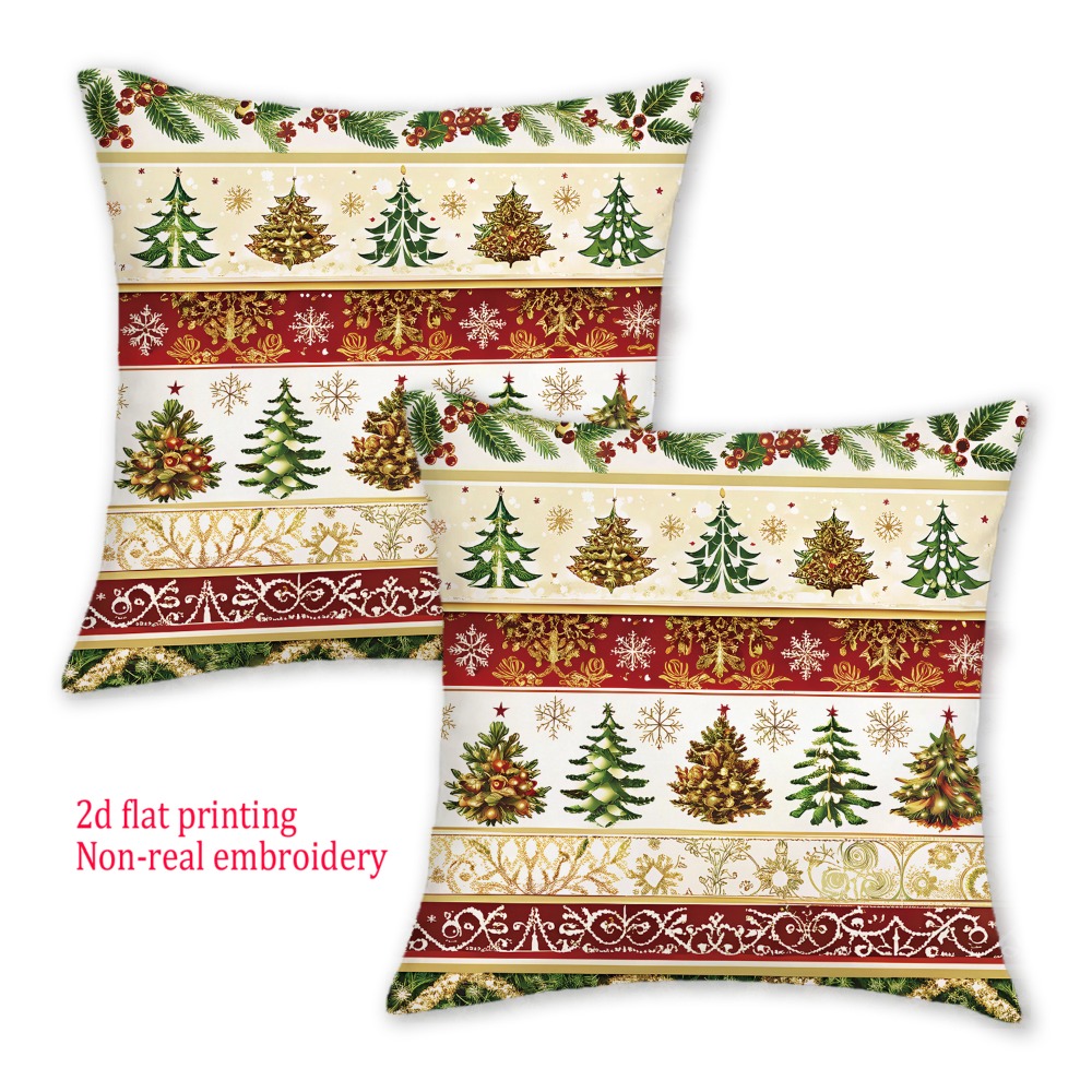 Embroidery Xmas Tree - 2 pièces, housses de coussin plates