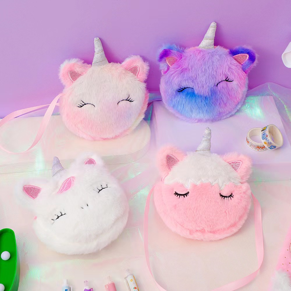 Embroidery Unicorn - Sac à bandoulière en peluche pour