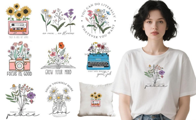 Embroidery Flower - Autocollants thermocollants à motifs floraux de
