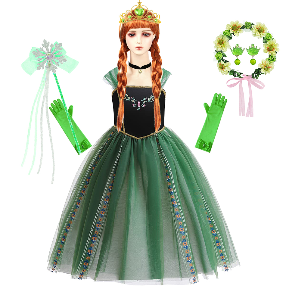 Embroidery Jersey - Robe de princesse Anna pour cosplay,