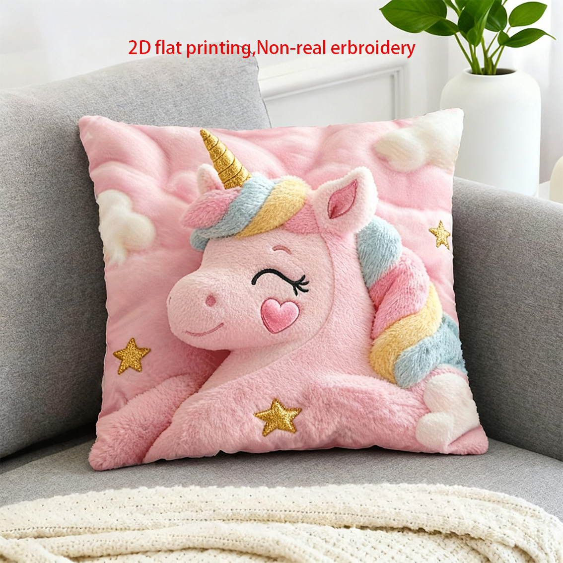 Embroidery Unicorn - VIKAMA Housse de coussin en broderie