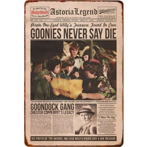 Embroidery Writing - Panneau métallique vintage « Goonies Never