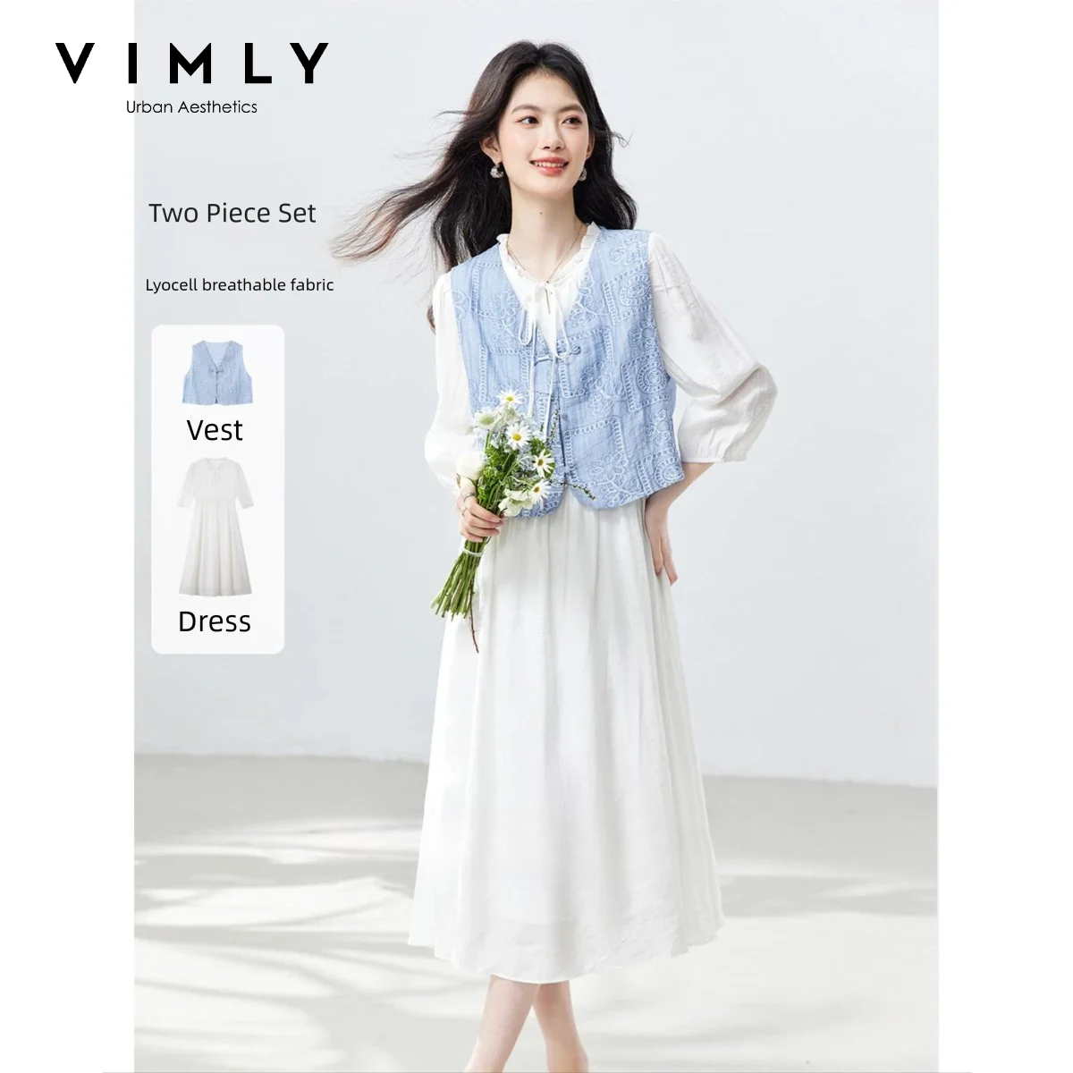 Embroidery Vest - Ensemble deux pièces VIMLY pour femme