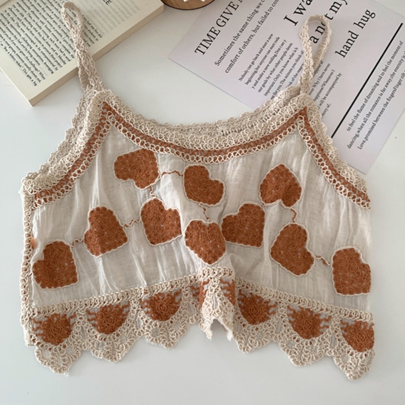Embroidery Topi - Women Vintage Cotton Linen Camisole Embroidery