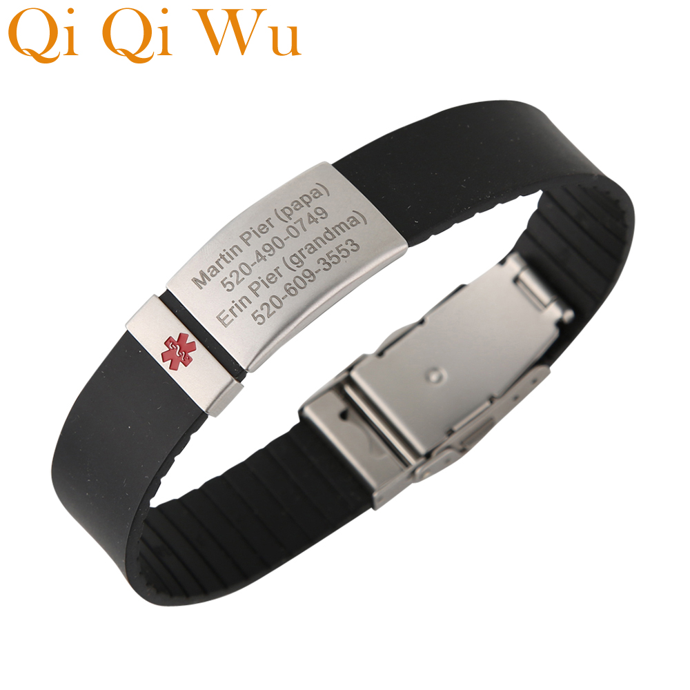 Embroidery Writing - Bracelet médical personnalisé gravé pour adulte,