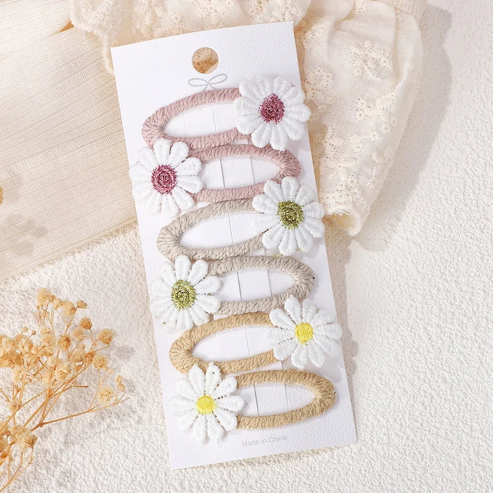 Embroidery Daisy Flower - Pinces à cheveux en forme de