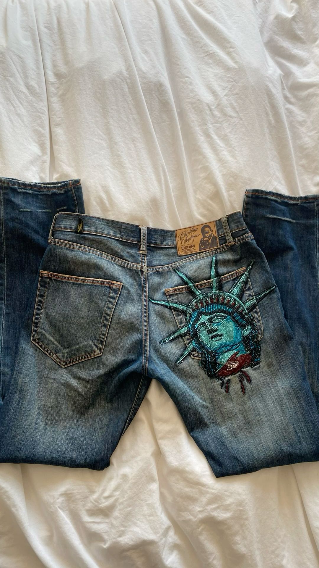 Jean Y2k des années 2000, moti - Embroidery Jeans Sakura avis et prix