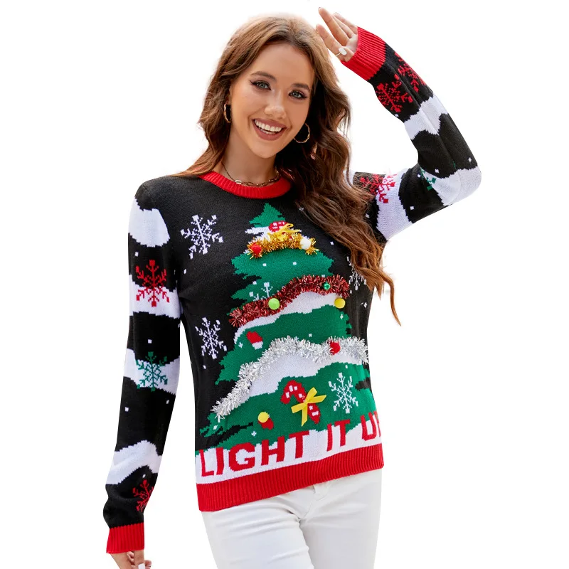 Pull de Noël pour femmes et ho - Embroidery Xmas Tree avis et prix