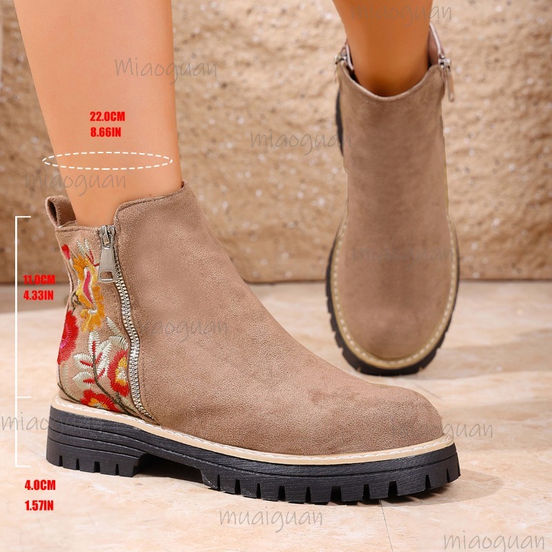 Bottines en daim brodées de fl - Embroidery Flower avis et prix