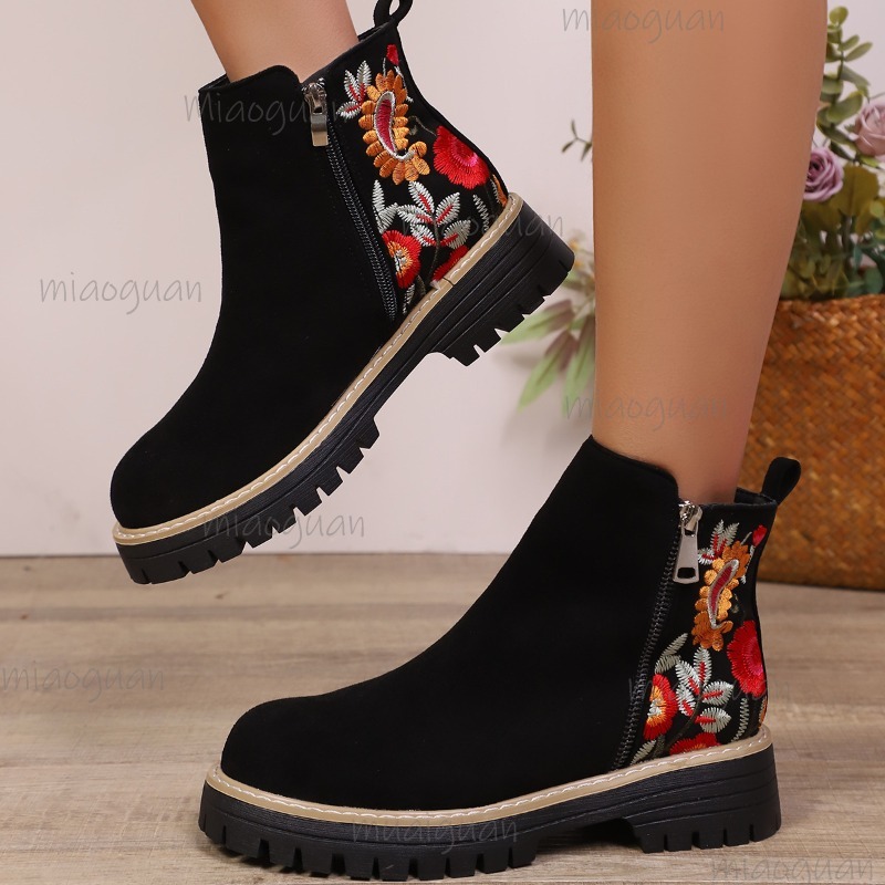 Bottines en daim brodées de fl - Embroidery Flower avis et prix