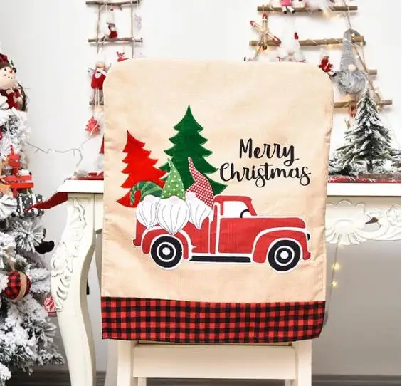 Juste de Chaise de Noël en Lin - Embroidery Xmas Tree avis et prix