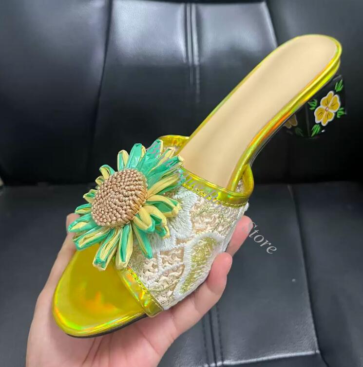 Sandales mules femme à bout ou - Embroidery Flower avis et prix