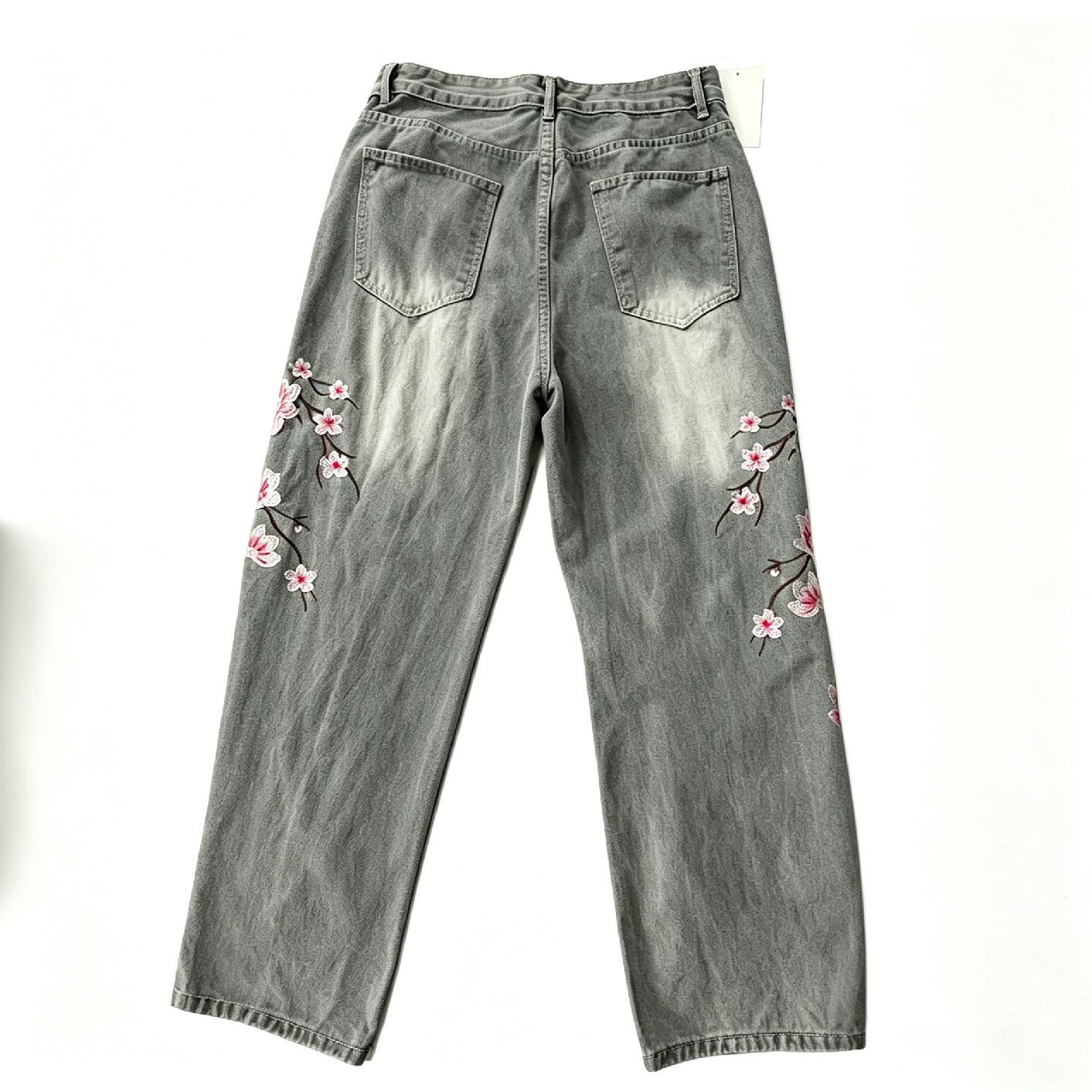 Jean taille haute ample à jamb - Embroidery Jeans Sakura avis et prix
