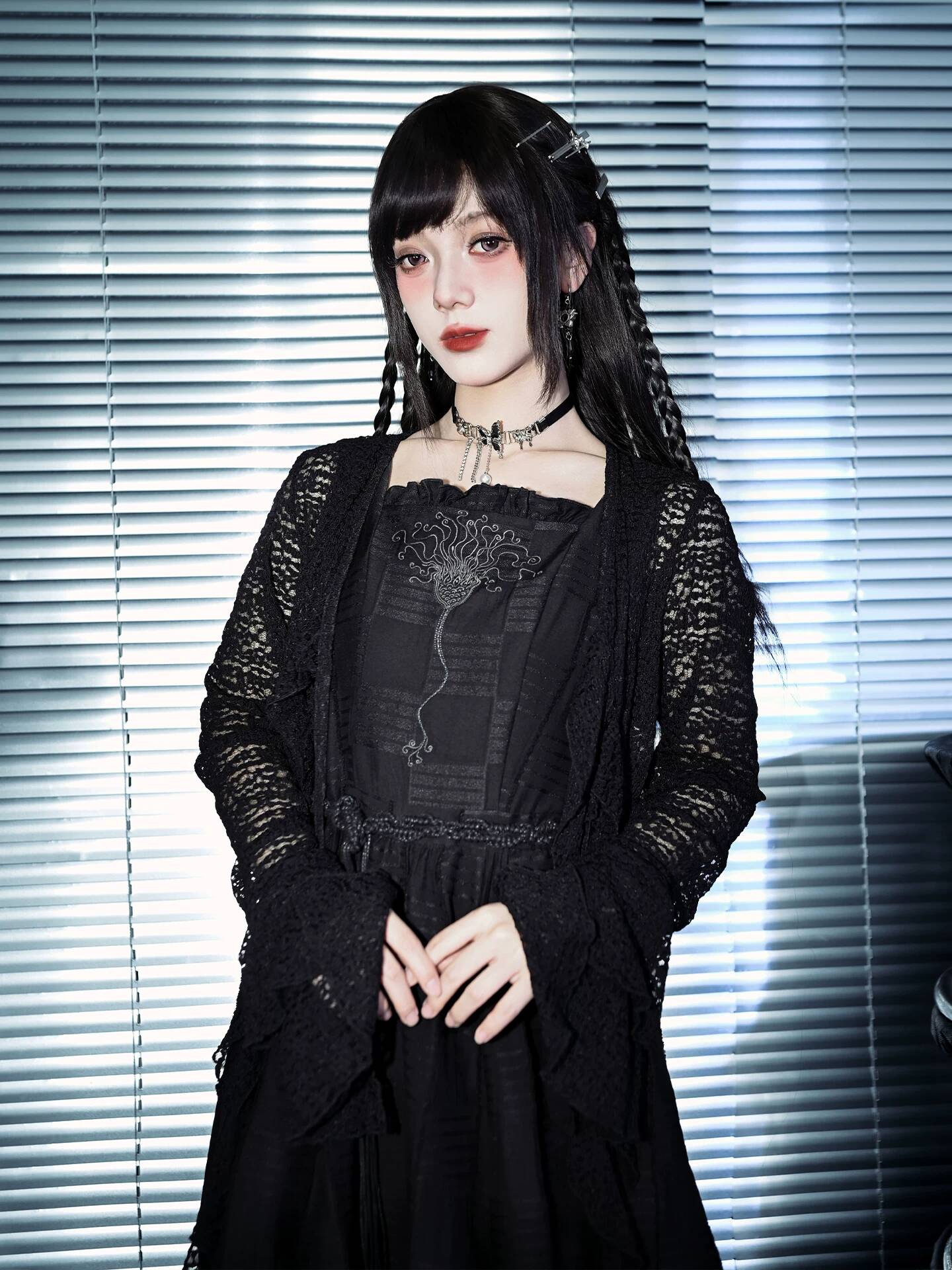 Nouvelle Robe Longue Noire Dou - Embroidery Vest avis et prix
