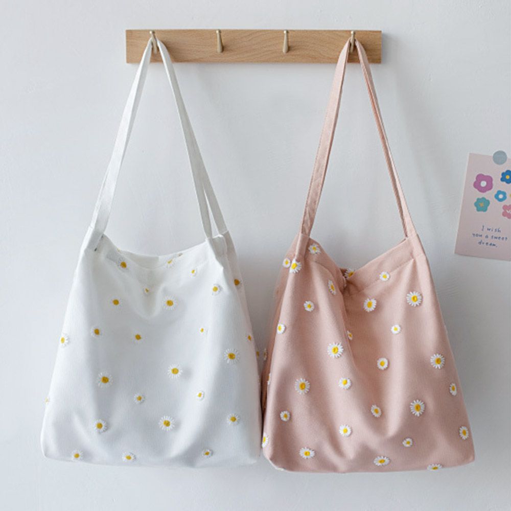 Femmes toile sacs filles Shopp - Embroidery Daisy Flower avis et prix