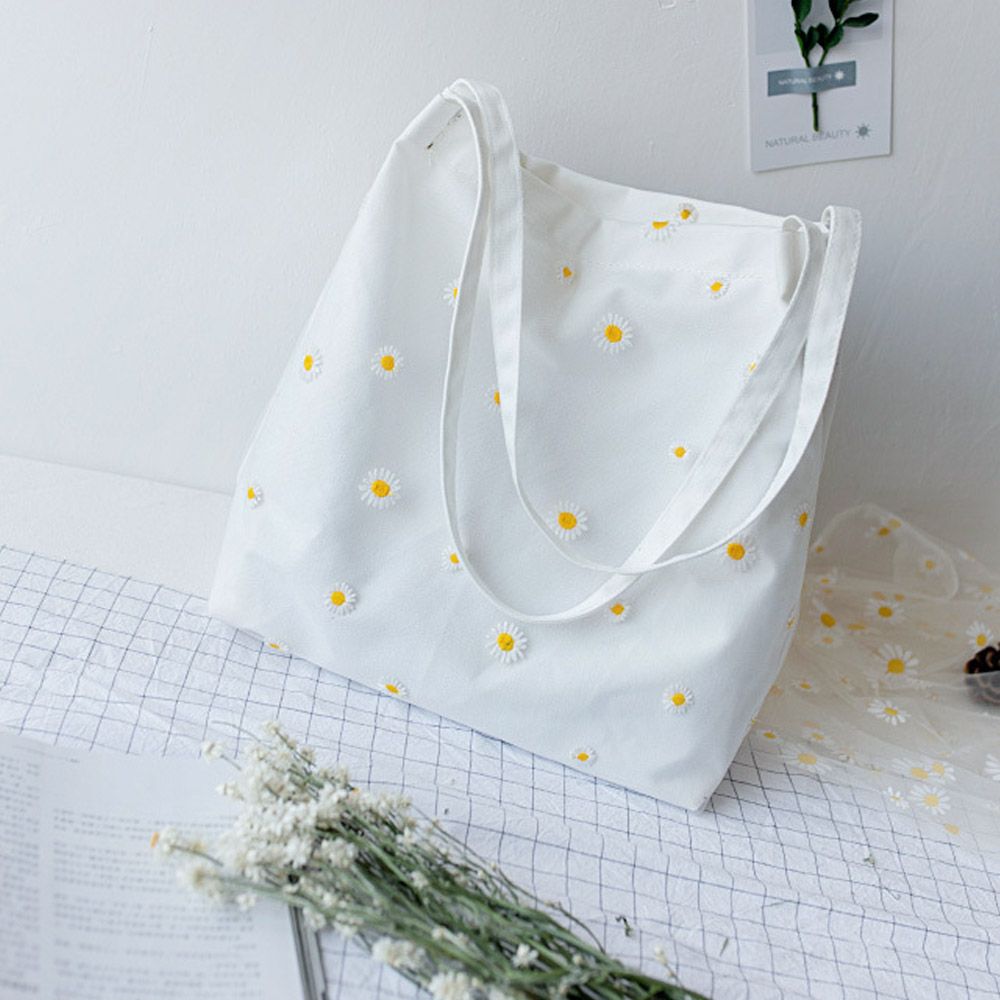 Femmes toile sacs filles Shopp - Embroidery Daisy Flower avis et prix