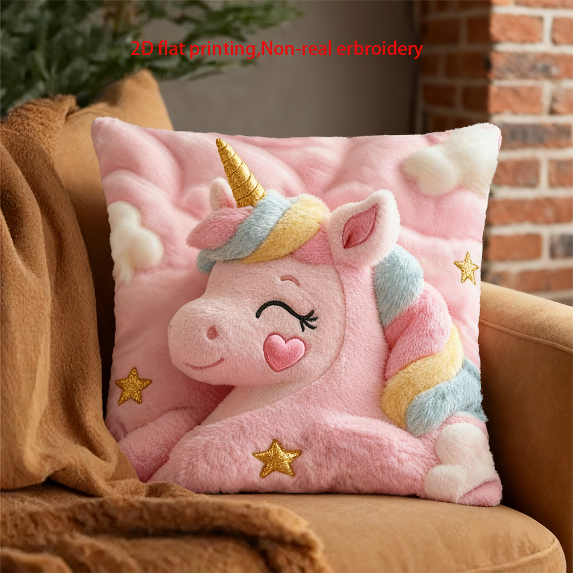VIKAMA Housse de coussin en br - Embroidery Unicorn avis et prix