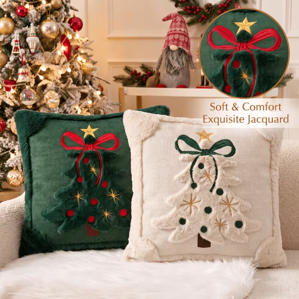 Housse de coussin décorative p - Embroidery Xmas Tree avis et prix