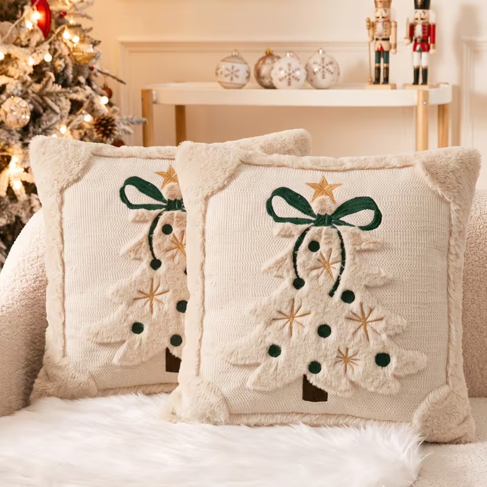 Housse de coussin décorative p - Embroidery Xmas Tree avis et prix