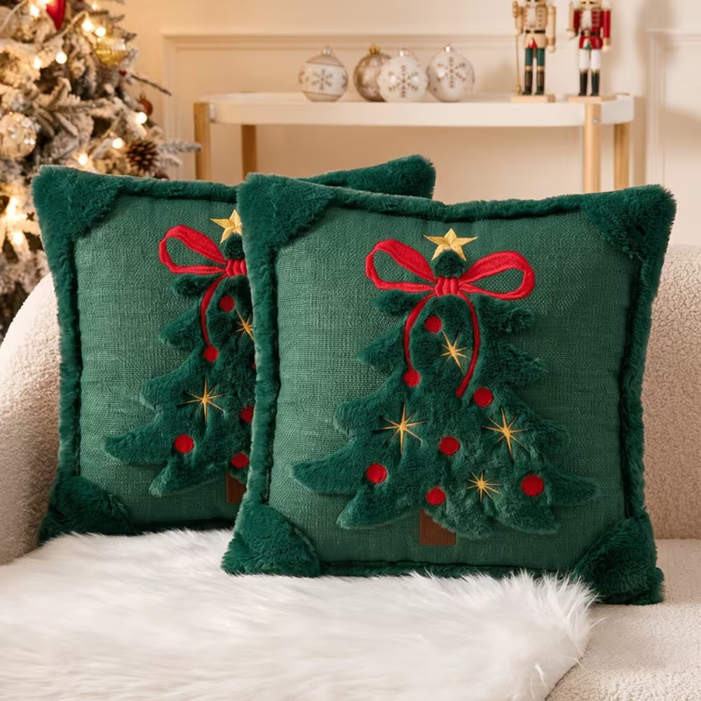 Housse de coussin décorative p - Embroidery Xmas Tree avis et prix