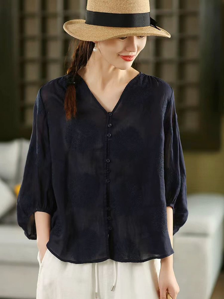 100% Ramie femmes chemise déco - Embroidery Jersey avis et prix