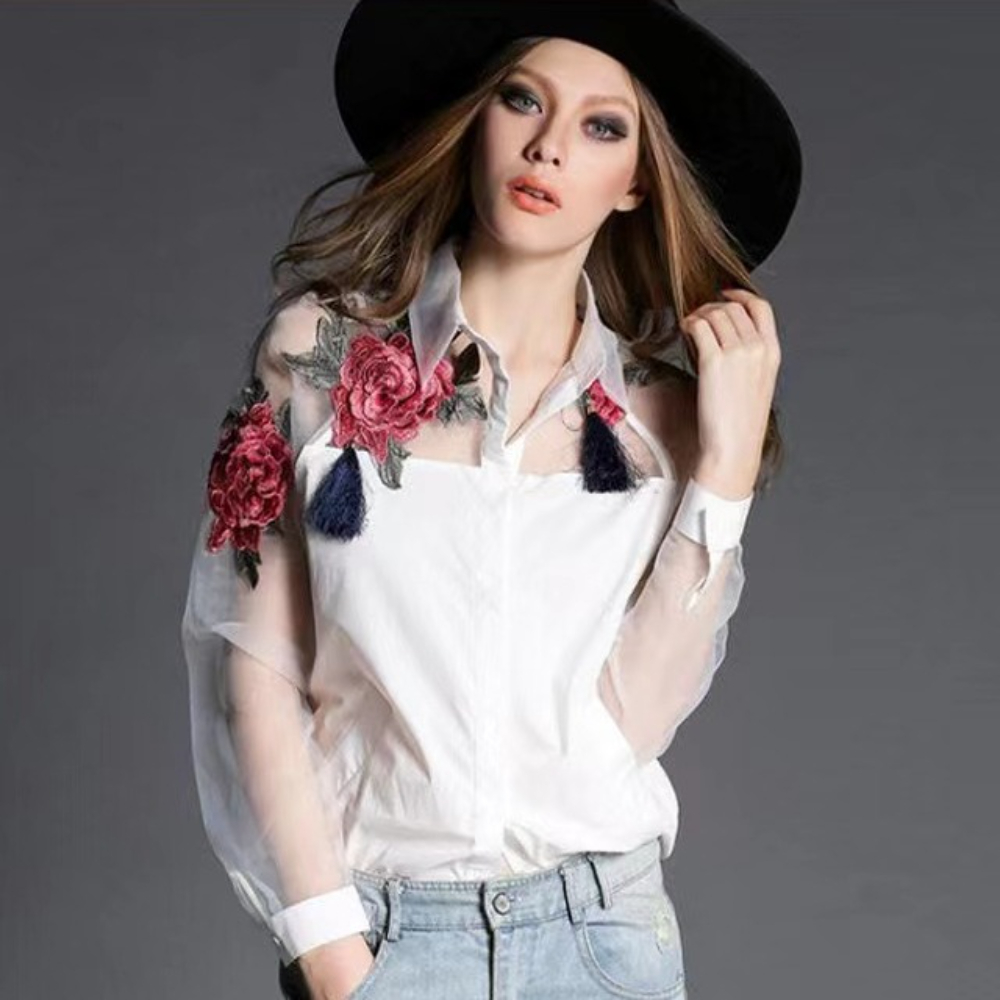 Femmes mode broderie florale e - Embroidery Jersey avis et prix