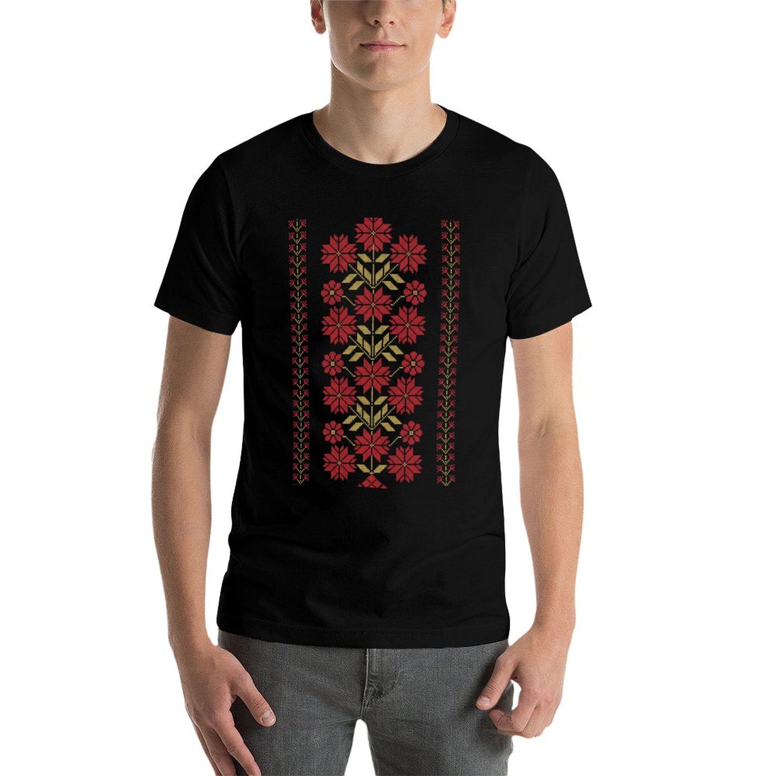 T-shirt traditionnel Tatreez b - Embroidery Design Patterns Flowers avis et prix