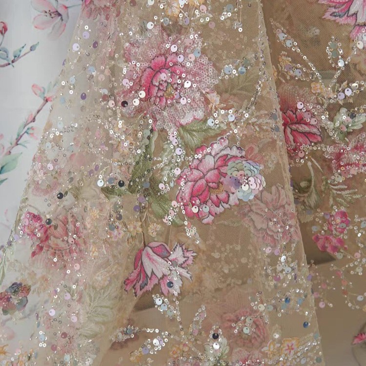 Tissu en dentelle perlée de lu - Embroidery Jersey avis et prix