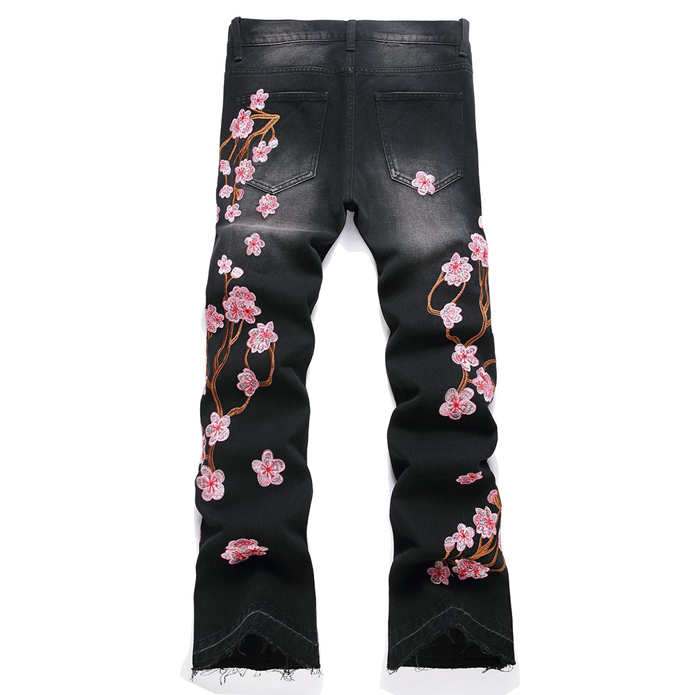 Jean en Denim brodé Sakura pou - Embroidery Jeans Sakura avis et prix