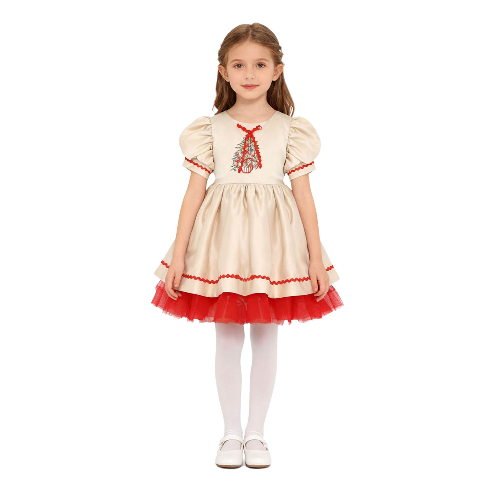 Robe de noël pour enfants fill - Embroidery Xmas avis et prix