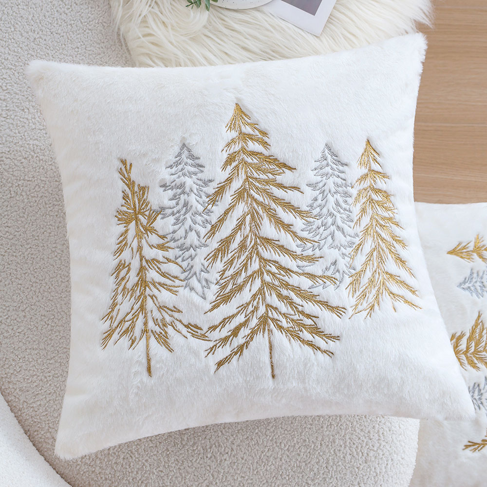 Housse de coussin en fausse fo - Embroidery Xmas Tree avis et prix