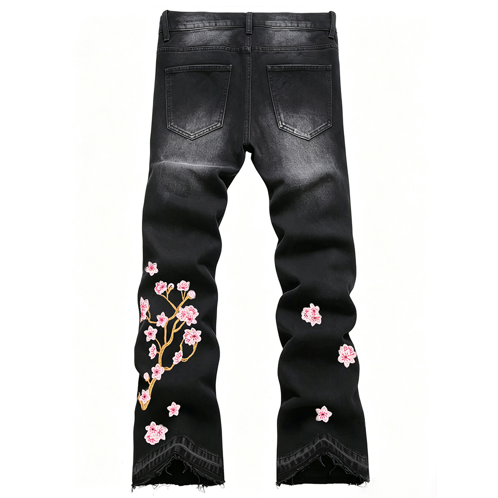 Jean en denim stretch coupe bo - Embroidery Jeans Sakura avis et prix