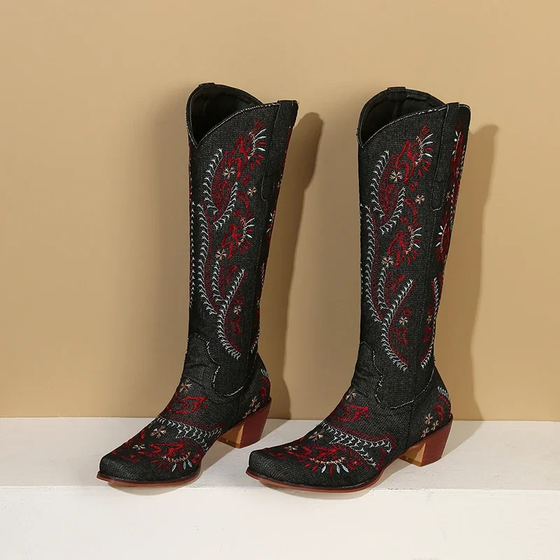 Bleu Denim Western Cowgirl gen - Embroidery Flower avis et prix